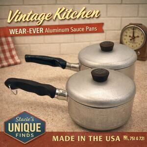 Vintage Wear Ever Saucepans 752 And 761 USA Made Heavy Aluminum Pots with Lids